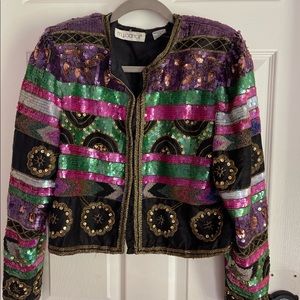 Vintage sequinned jacket, multi coloured